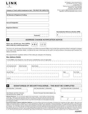 Address Change Notification Advice