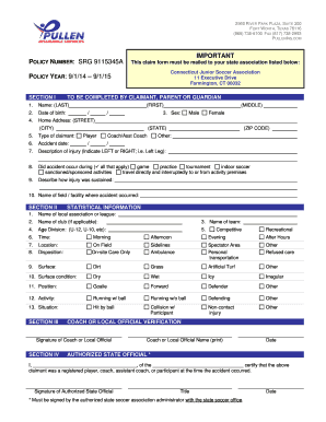 Connecticut Junior Soccer Accident Claim Form