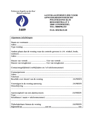 Aanvraagformulier voor afwezigheidstoezicht