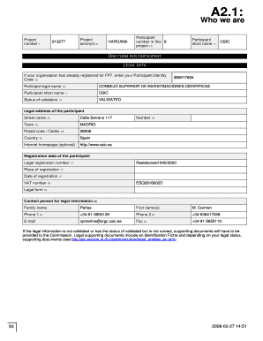 Formulario de Participante del Proyecto FP7