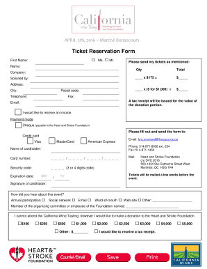 Formulaire de réservation de billets