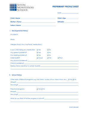 Child Development Profile Form