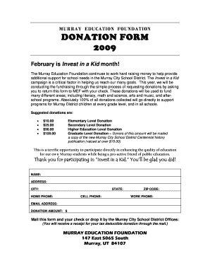 Murray Education Foundation Donation Form