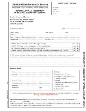 Referral for Hearing Assessment