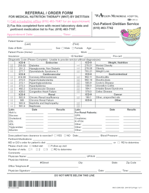 Medical Nutrition Therapy Referral Form