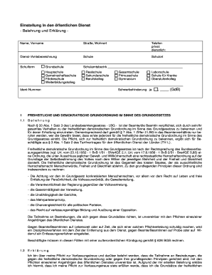 Einstellung in den öffentlichen Dienst - Belehrung und Erklärung