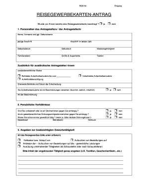 Reisegewerbekarten-Anftrag