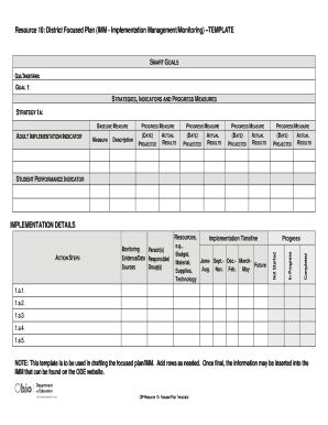 Resource 10 District Focused Plan IMM - Implementation