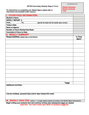 Weekly Report Form - hhd psu