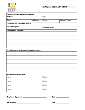 Co-Worker COMPLAINT FORM - accessiblehealth