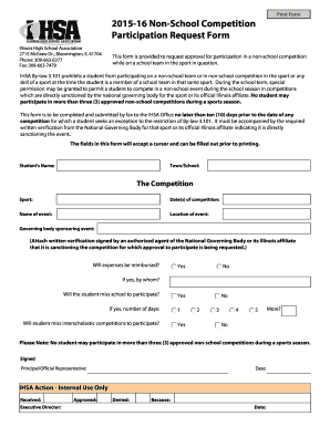 Illinois Non-School Competition Participation Request Form