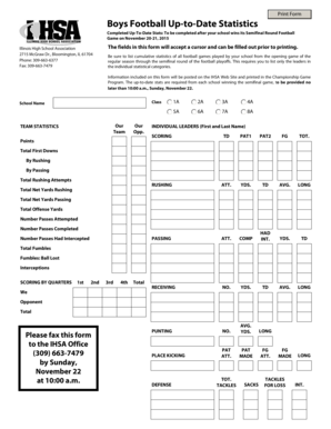 Completed UpToDate Stats To be completed after your school wins its Semifinal Round Football - ihsa