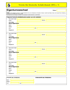 Eigentumswechsel Formular