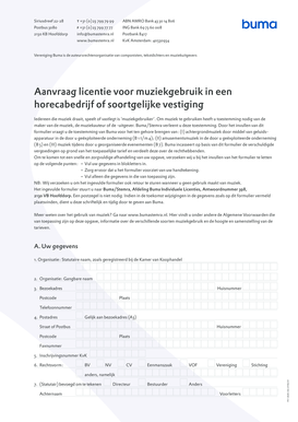 Aanvraag licentie voor muziekgebruik in een horecabedrijf of soortgelijke vestiging