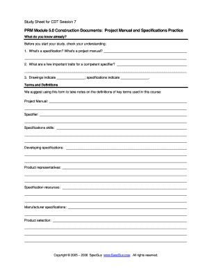 Construction Documents Study Sheet