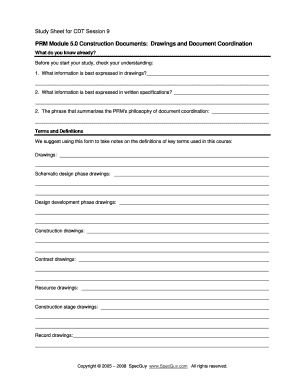 Study Sheet for Construction Documents