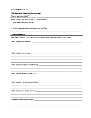Facility Management Study Sheet