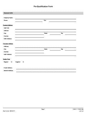 Vendor Pre-Qualification Form
