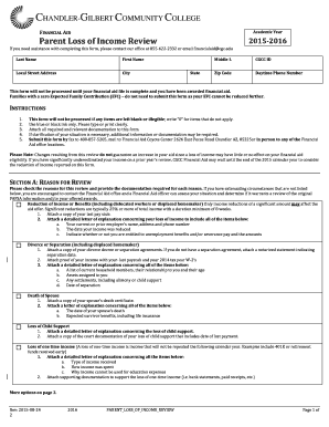 Parent Loss of Income Review Form