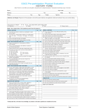 CGCC Pre-participation Physical Evaluation Form