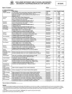 Singapore Secondary School Booklist