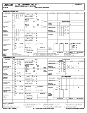 Utah Commercial Auto Insurance Application