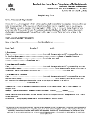 Strata Property Act Proxy Form