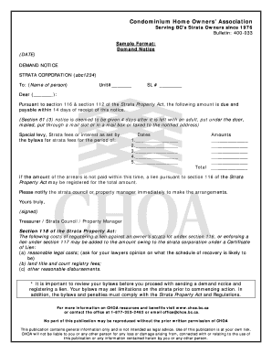 Condominium Demand Notice