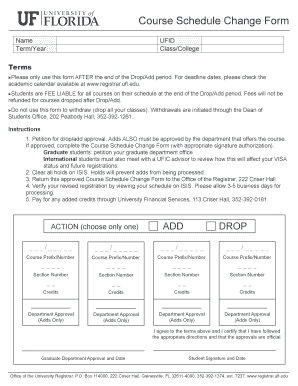 Course Schedule Change Form