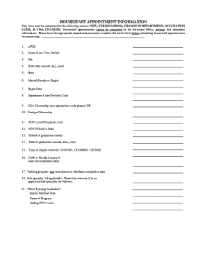 Housestaff Appointment Information Form
