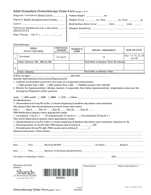 Adult Outpatient Chemotherapy Order Form