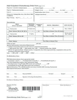 Adult Outpatient Chemotherapy Order Form