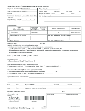 Adult Outpatient Chemotherapy Order Form