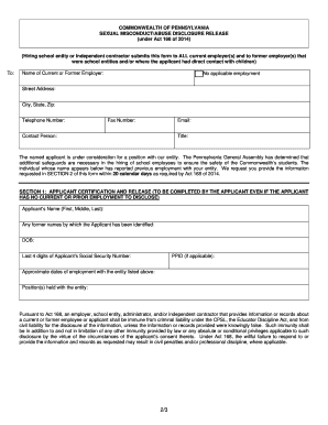 Pennsylvania Sexual Misconduct/Abuse Disclosure Release