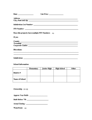 Real Estate Listing Form