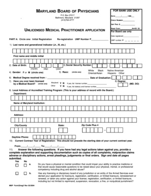 Maryland Licensed Medical Practitioner Application