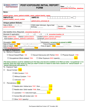 Post-Exposure Initial Report Form
