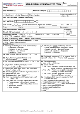 Adult Initial HIV Encounter Form