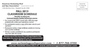 Licensed Aquatic Facility Technician Course Registration