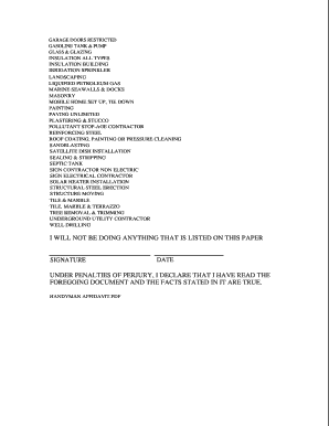 Florida Contractor License Affidavit