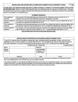 Florida Property Tax Installment Payment Application