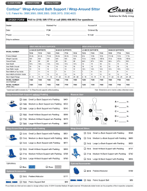 Contour Wrap-Around Bath Support Order Form