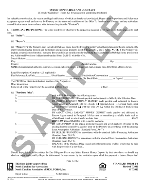 North Carolina Offer to Purchase and Contract