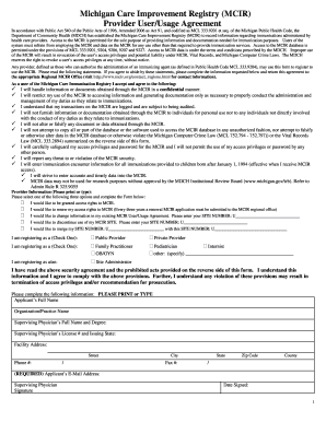 Michigan Care Improvement Registry Provider User Agreement