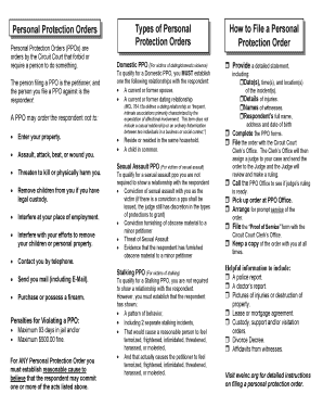 Michigan Personal Protection Order Application