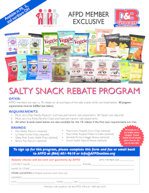 AFPD Salty Snack Rebate Program Form