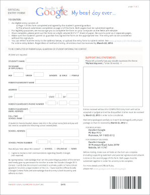 Doodle 4 Google Entry Form
