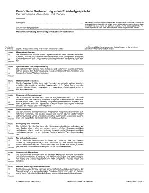Persönliche Vorbereitung eines Standortgesprächs