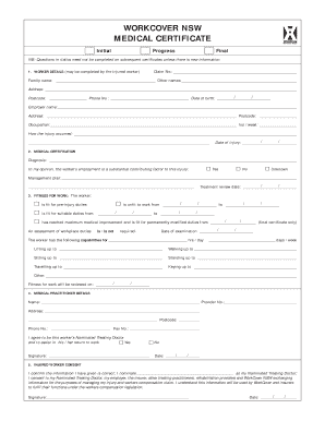 WorkCover NSW Medical Certificate