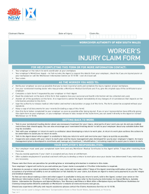 WorkCover Worker's Injury Claim Form